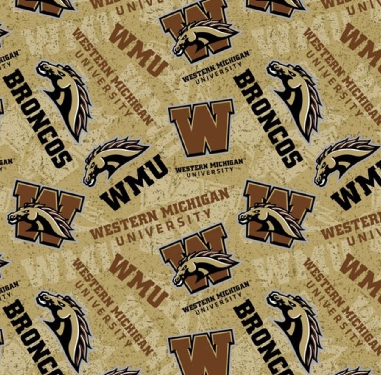 Licensed NCAA Western Michigan University Tone on Tone WMCHG-1178 Cotton Fabric by the Yard